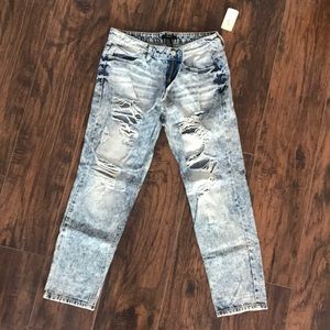 Acid Wash Distressed Boyfriend Jean New